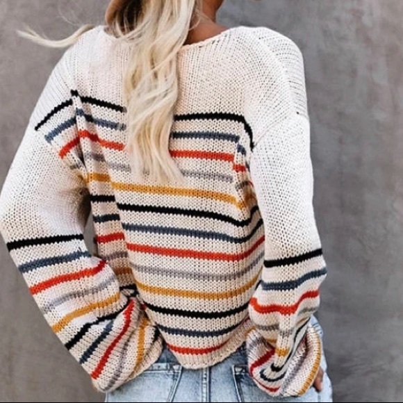 Oatmeal Striped Sweater - Picture 4 of 6